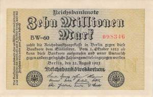 10 Millionen Mark 1923 ro.105a BW